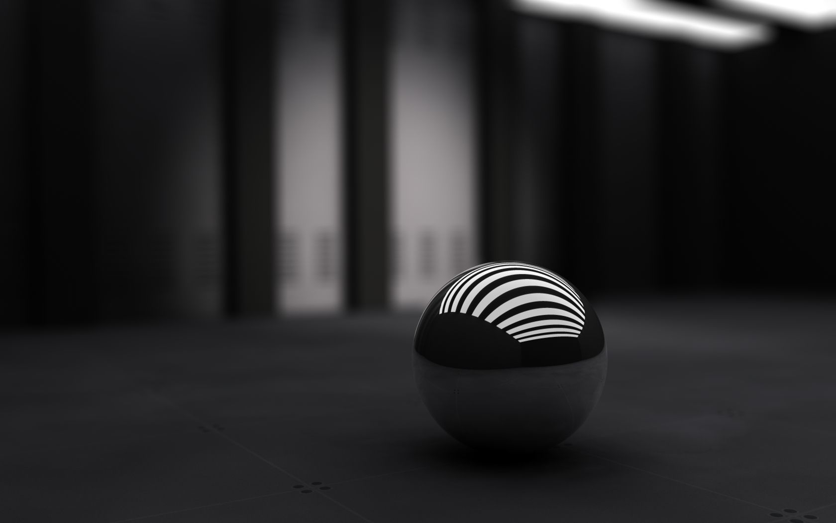 灯光下的钢珠(壁纸)Black Ball With White Bands